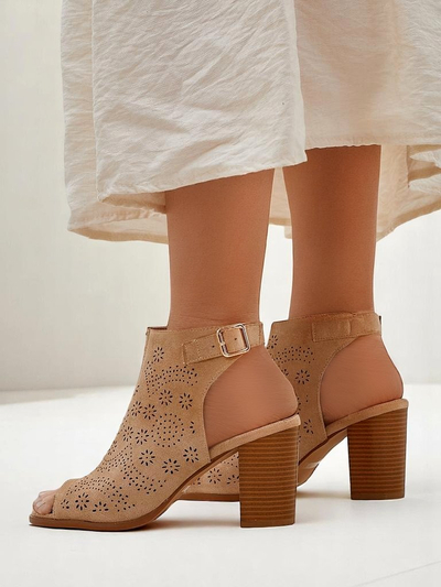 Royalfashion Sandales à talon bloc découpé pour femmes Abetle