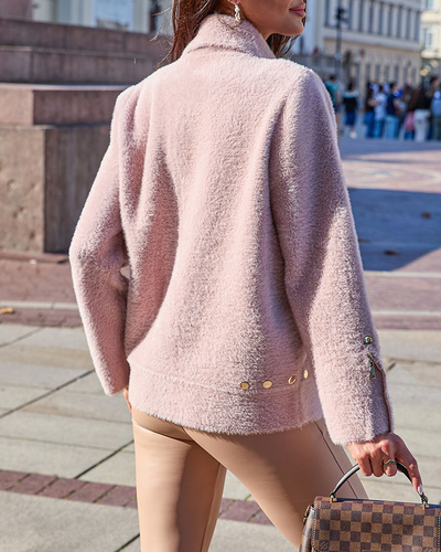 Royalfashion Pull déboutonné marron pour femme avec poches