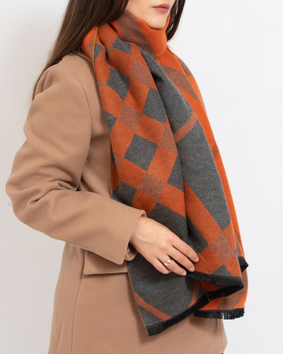 Royalfashion Echarpe légère pour femme gris-orange avec imprimé