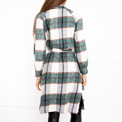 Chemise longue femme à carreaux vert - Vêtements