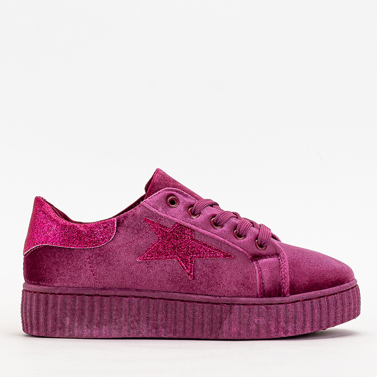 Baskets en velours femme fuchsia Estreni- Shoes