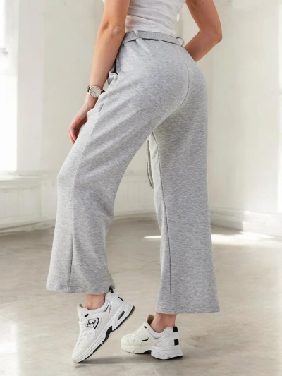 Royalfashion Pantalons larges en tissu pour femmes avec une ceinture décorative
