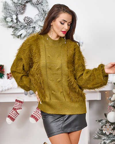Royalfashion Pull-over pour femme de couleur kaki