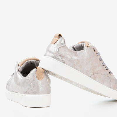 Sneakers gris clair ornées de perles Palivia - Footwear 1