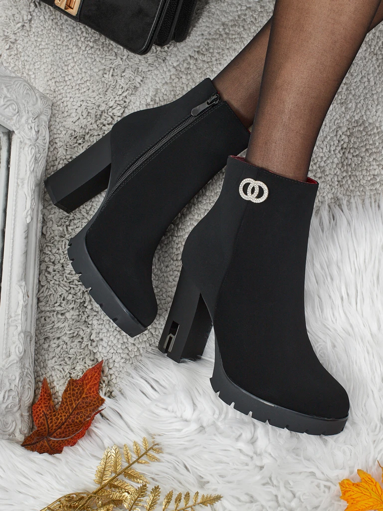 Bottines pour femmes en cuir écologique mat à talons épais Olivane