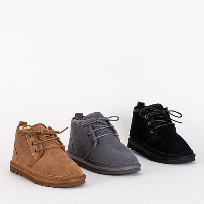 Bottines Enfant Luna Noires Daim Confortables pour l'Hiver