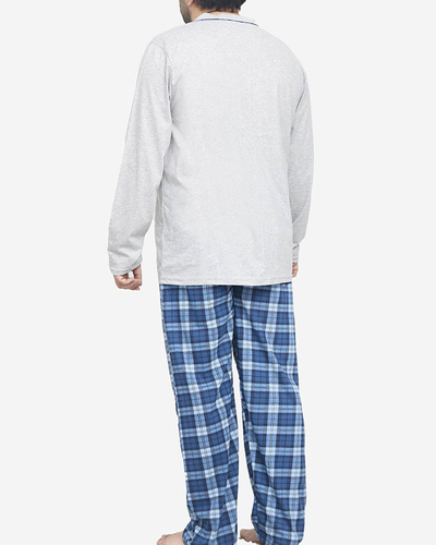Pyjama gris boutonné pour hommes- Vêtements