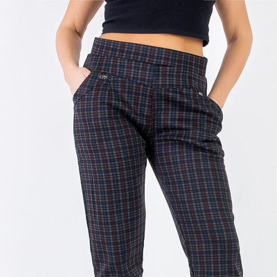 Pantalon femme noir isolé à carreaux rouges GRANDE TAILLE - Vêtements