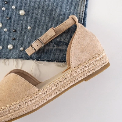 OUTLET Sandales femme beiges a'la espadrilles sur la plateforme Monata - Chaussures