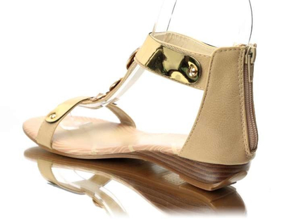 Sandales femme beiges avec fermeture éclair Engivs - Footwear