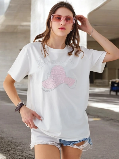 Blouse en coton pour femmes Royalfashion avec imprimé