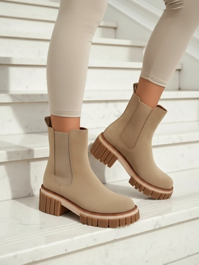 Bottines à talon bloc en nubuck écologique Amber Walk