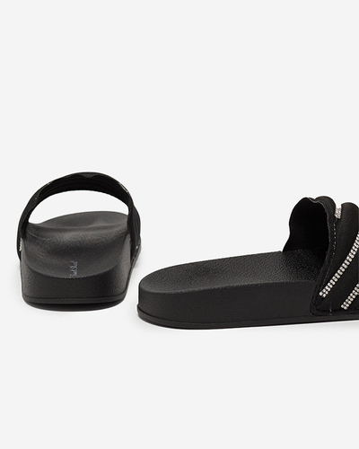 Chaussons femme noirs avec zircons cubiques Erikis - Footwear