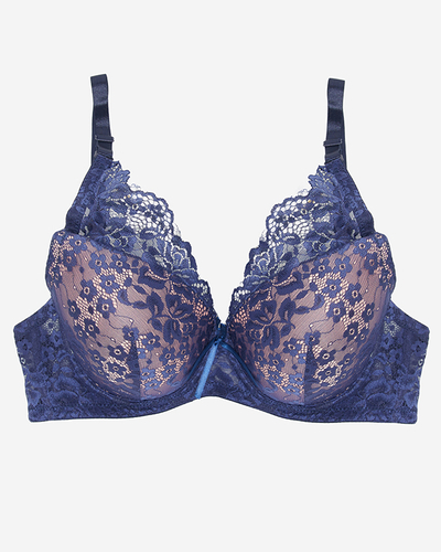 Soutien-gorge rose avec dentelle bleu marine - Sous-vêtements