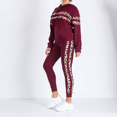 Ensemble de survêtement à imprimé léopard marron pour femme - Vêtements