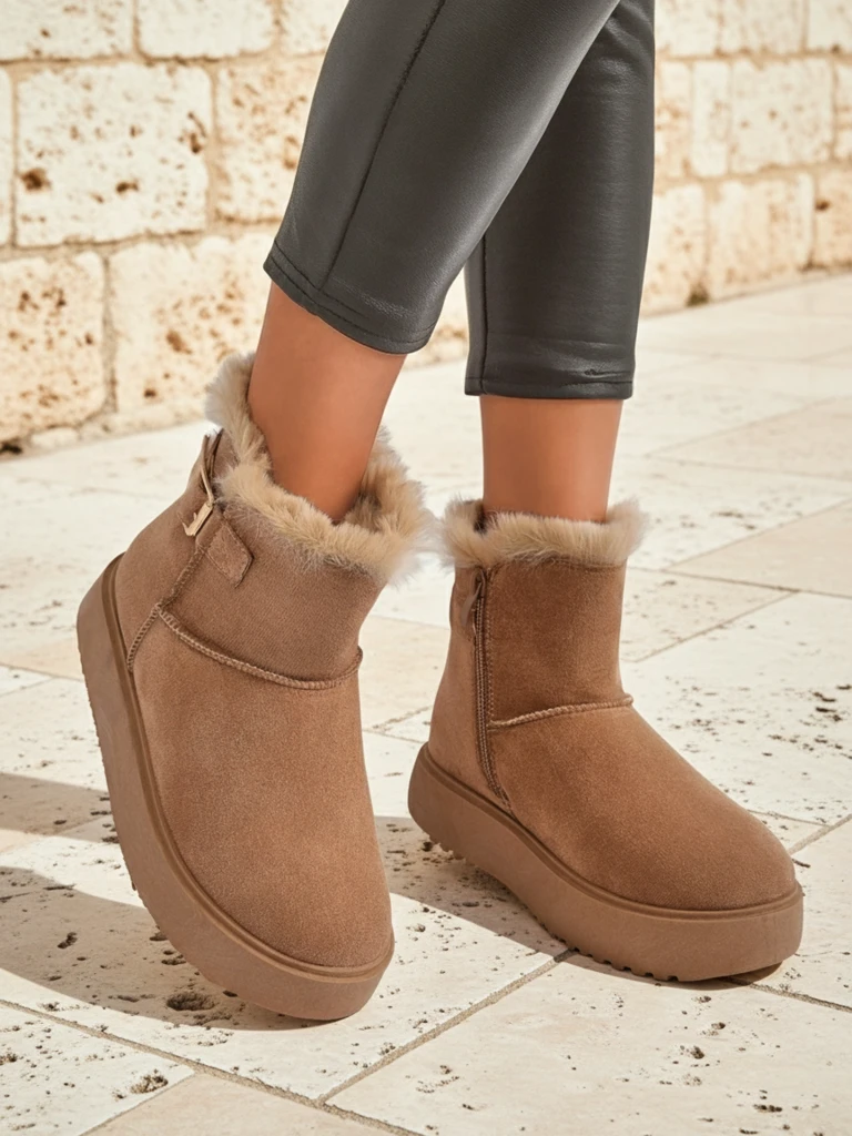 Royalfashion Bottes courtes style bottes de neige pour femmes Winter Crest