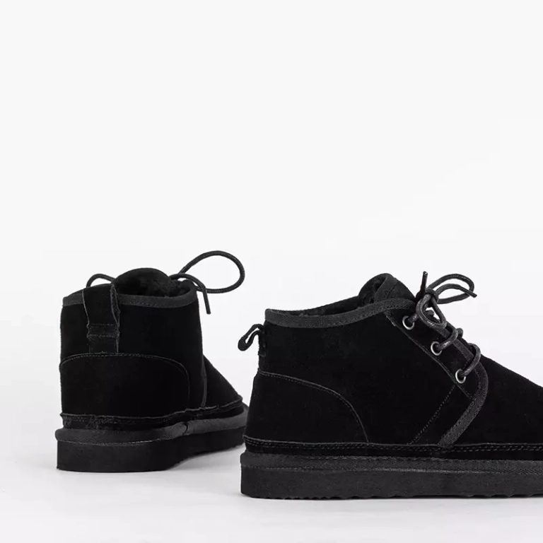 Bottes de neige femme noires nouées avec fourrure Miusho - Chaussures