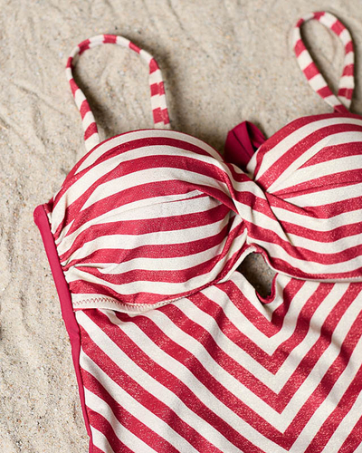 Maillot de bain une pièce rouge rayé pour femme- Underwear