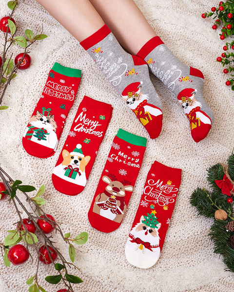 Chaussettes colorées pour femmes avec un motif de Noël - Sous-vêtements