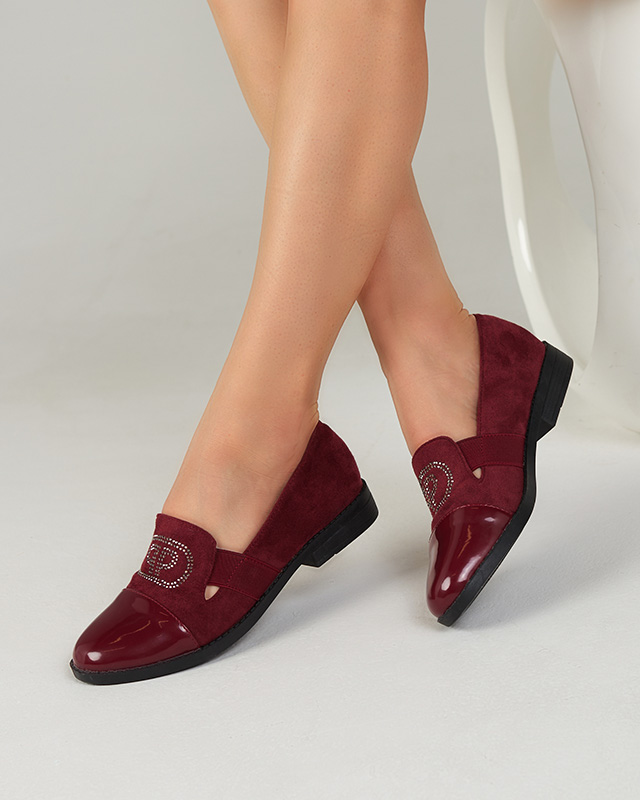 Mocassin femme bordeaux bout Velqi verni - Footwear
