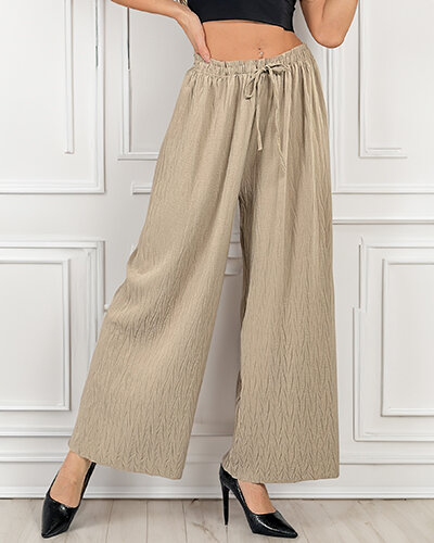 Royalfashion Pantalon large à plis pour femme