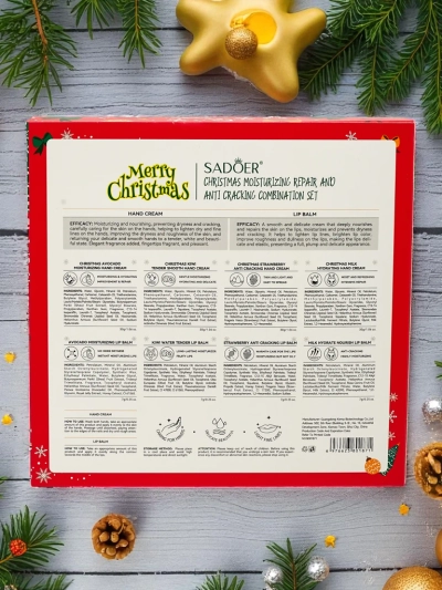 Sadoer Coffret de Noël de crèmes pour les mains et de baumes à lèvres