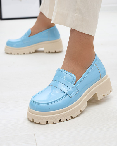 Royalfashion Mocassins laqués bleus pour femmes Noppel