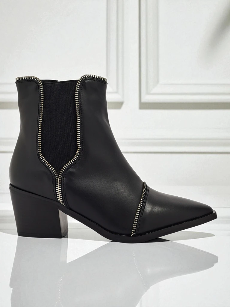 Bottines femme en cuir écologique à talon bloc Omen Glade