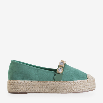 Espadrilles vertes pour femmes avec cristaux Fenenna - Chaussures