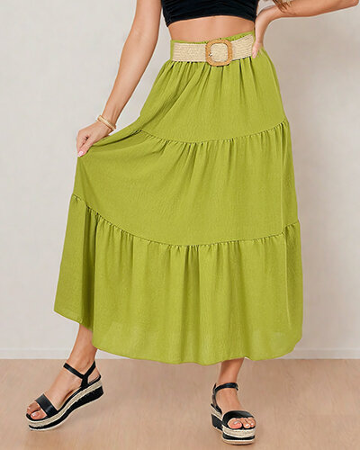 Royalfashion Jupe midi pour femme avec ceinture