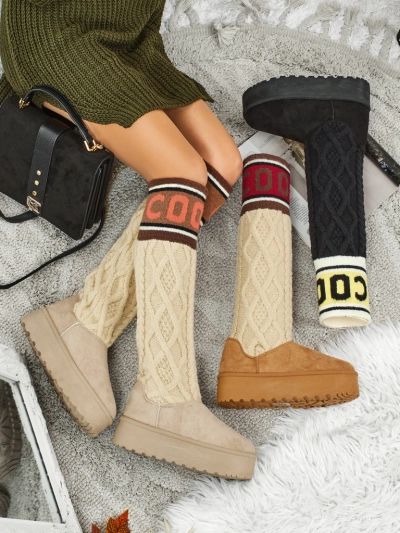 Bottes hautes de type bottes de neige pour femmes avec tige Anane