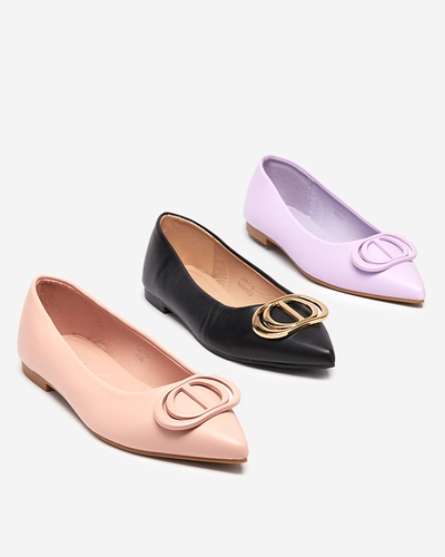 Ballerines pointues noires et dorées pour femme avec ornement sur le bout Manico - Footwear