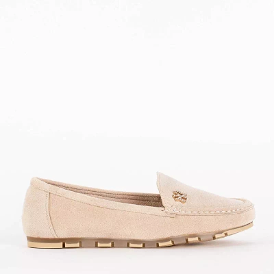 OUTLET Mocassins femme en éco-daim beige avec décoration Pixila - Footwear