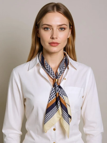 Apollonia élégant foulard pour femme en polyester 69x66 cm – blanc/noir