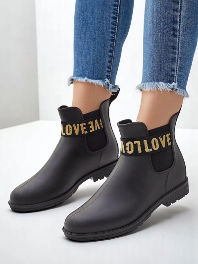 Bottes de pluie mates Royalfashion pour femmes avec l'inscription Love Love