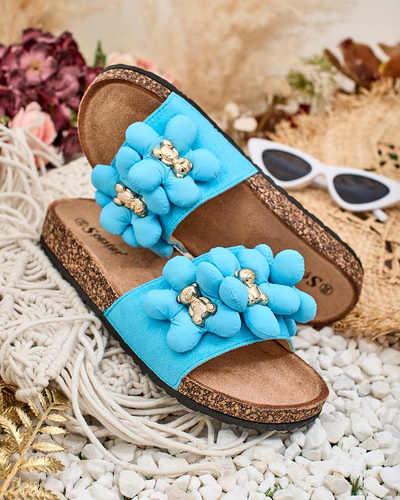 Royalfashion Tongs pour femmes avec oursons et fleurs dorés Isaralle