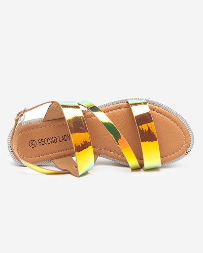 Sandales holographiques dorées pour femmes Ajazz- Footwear