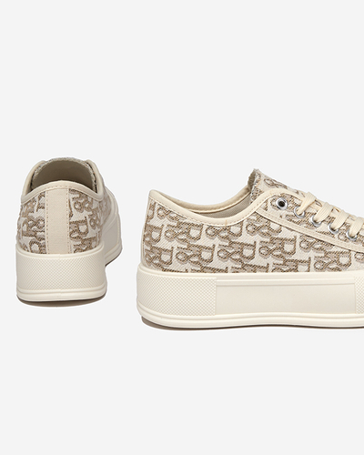 OUTLET Baskets à plateforme pour femmes à motifs de couleur beige Berika - Footwear