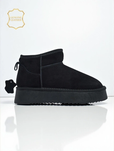 Bottes courtes de style bottes de neige pour femmes en cuir naturel Elunara