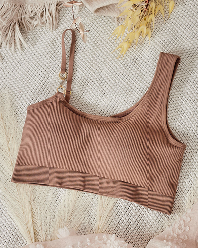 Royalfashion Soutien-gorge côtelé pour femme avec bretelle décorative