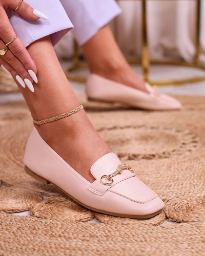 Royalfashion Mocassins pour femme beige avec ornements dorés Olerika