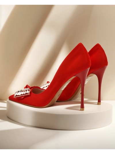Royalfashion Escarpins à talons aiguilles pour femmes avec un nœud Cocarte