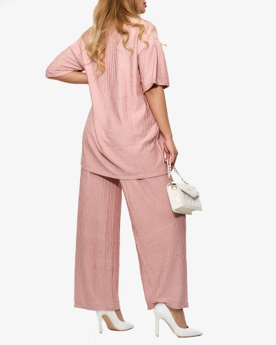 Ensemble côtelé pour femme en rose - Vêtements