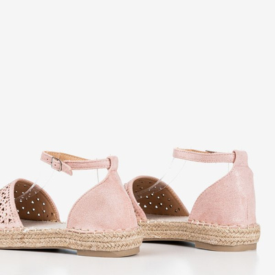 Espadrilles pour femmes rose clair avec décoration ajourée Clia - Footwear 1