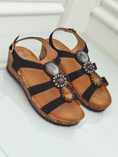 Royalfashion Sandales compensées femme avec pierres Grace Shine