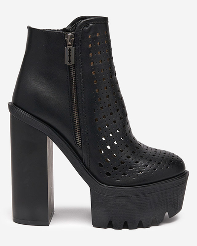 OUTLET Bottes femme noires ajourées sur le post Elangel-Footwear