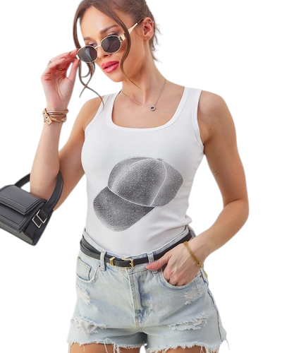 Royalfashion Débardeur en coton pour femmes avec casquette