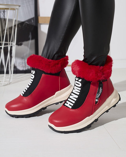 Bottes rouges isolées pour femmes avec fourrure Scherr- Footwear