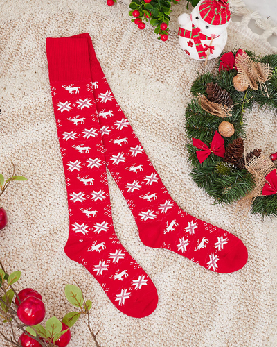 Royalfashion Chaussettes de Noël pour femmes, rouges