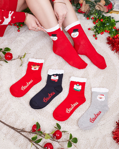 Chaussettes colorées pour femmes avec un motif de Noël - Sous-vêtements
